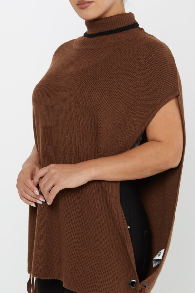 Strickpullover mit Krawattendetail, kurze Ärmel, Braun – 30229 | KAZEE (3er Set S-M-L) - 5