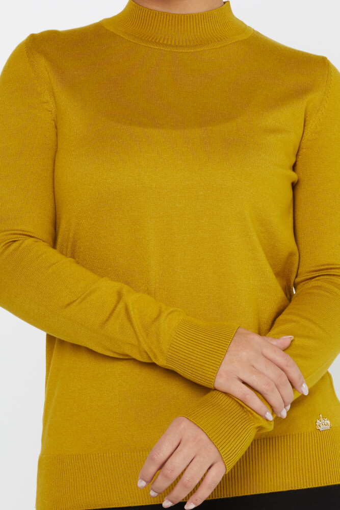 Strickpullover mit Logo-Detail, lange Ärmel, Senfgelb – 30613 | KAZEE (3er Set S-M-L) - 3