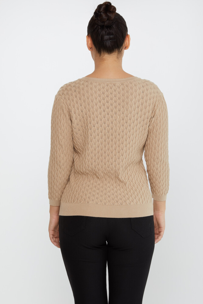 Strickpullover mit selbstgemustertem V-Ausschnitt Beige - 31247 | KAZEE (3er-Set M-L-XL) - 5