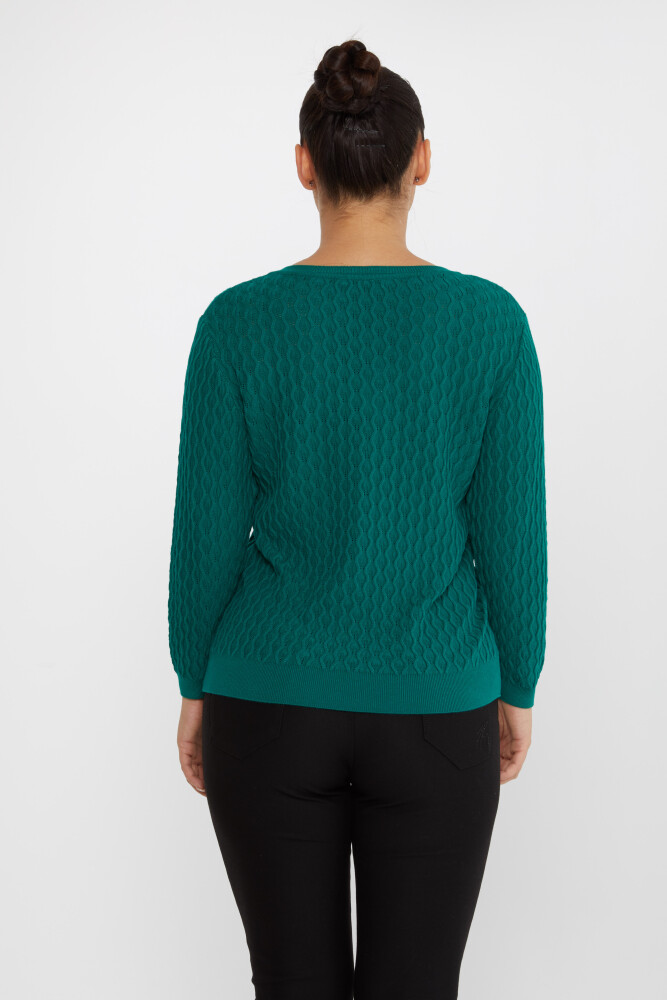 Strickpullover mit selbstgemustertem V-Ausschnitt, Grün – 31247 | KAZEE (3er-Set M-L-XL) - 5