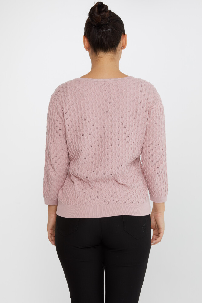 Strickpullover mit selbstgemustertem V-Ausschnitt, Puder – 31247 | KAZEE (3er-Set M-L-XL) - 5