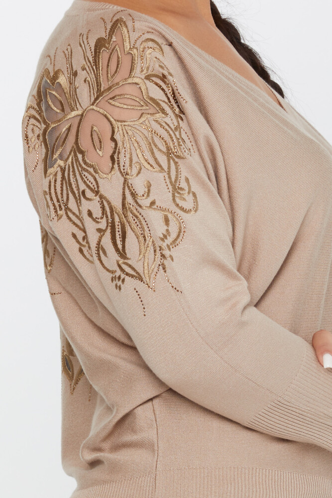 Strickpullover mit besticktem Steinmuster, Nerz – 30924 | KAZEE (4er-Set M-L-XL-2XL) - 5