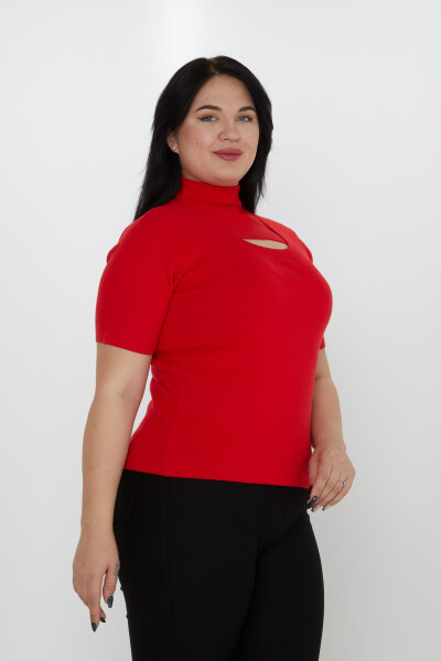 Strickpullover mit offenem Halsausschnitt, kurze Ärmel, Rot – 31369 | KAZEE (3er Set S-M-L) 