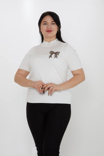 Strickpullover mit Banddetail, amerikanisches Modell, Ecru – 31549 | KAZEE (3er-Set L-XL-2XL) 