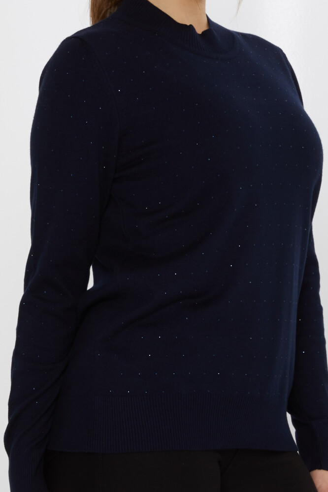 Strickpullover mit Steinstickerei, Marineblau – 31513 | KAZEE (3er-Set L-XL-2XL) - 4