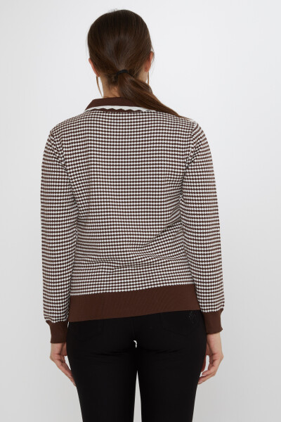 Strickpullover Schachbrettmuster Kaffee-Ecru - 31339 | KAZEE (3er-Set M-L-XL) - 6