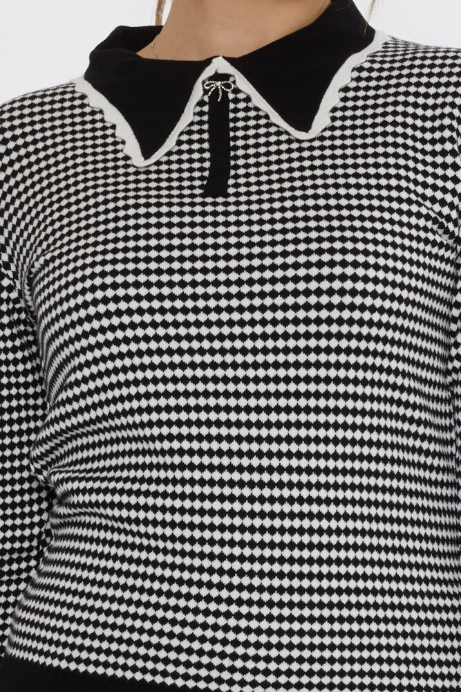 Strickpullover Schachbrettmuster Schwarz-Ecru - 31339 | KAZEE (3er-Set M-L-XL) - 3
