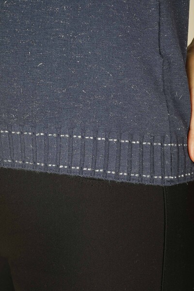 Strickpullover Glitzer Kurzarm Marineblau - 31028 | KAZEE (4er-Set M-L-XL-2XL) - 4