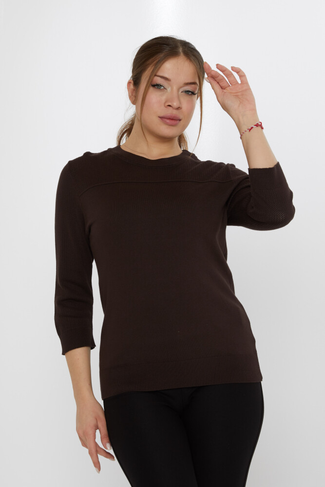 Strickpullover Stehkragen Dunkelbraun - 30258 | KAZEE (3er-Set S-M-L) - 1