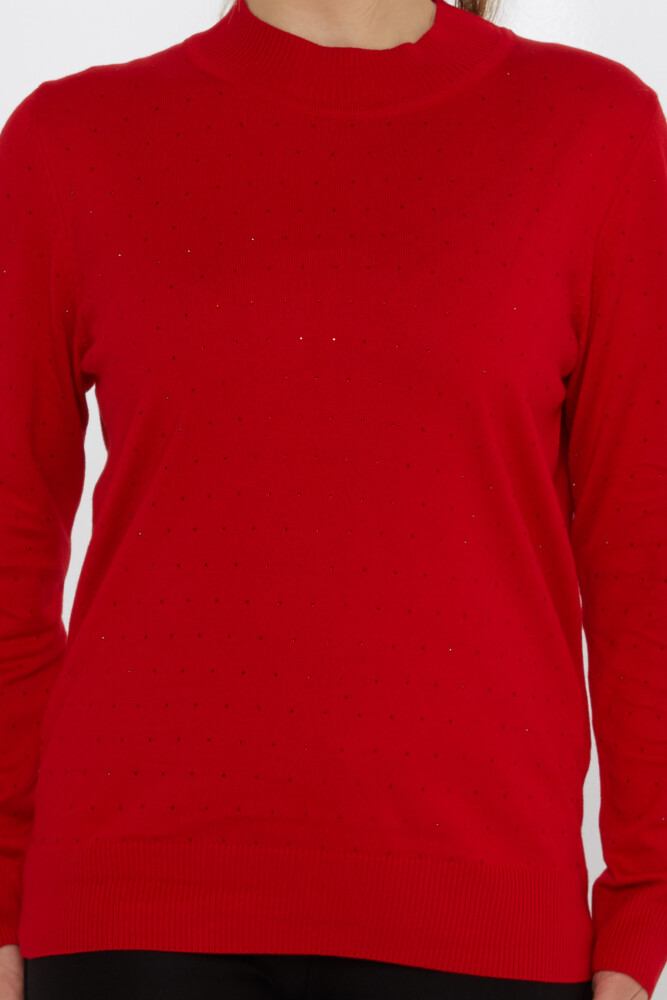 Strickpullover Stone bestickt Rot - 31513 | KAZEE (3er-Set L-XL-2XL) - 3