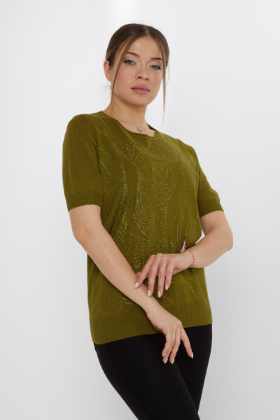 Strickpullover Stone Embroidered Dunkelgrün - 30315 | KAZEE (3er-Set L-XL-2XL) 