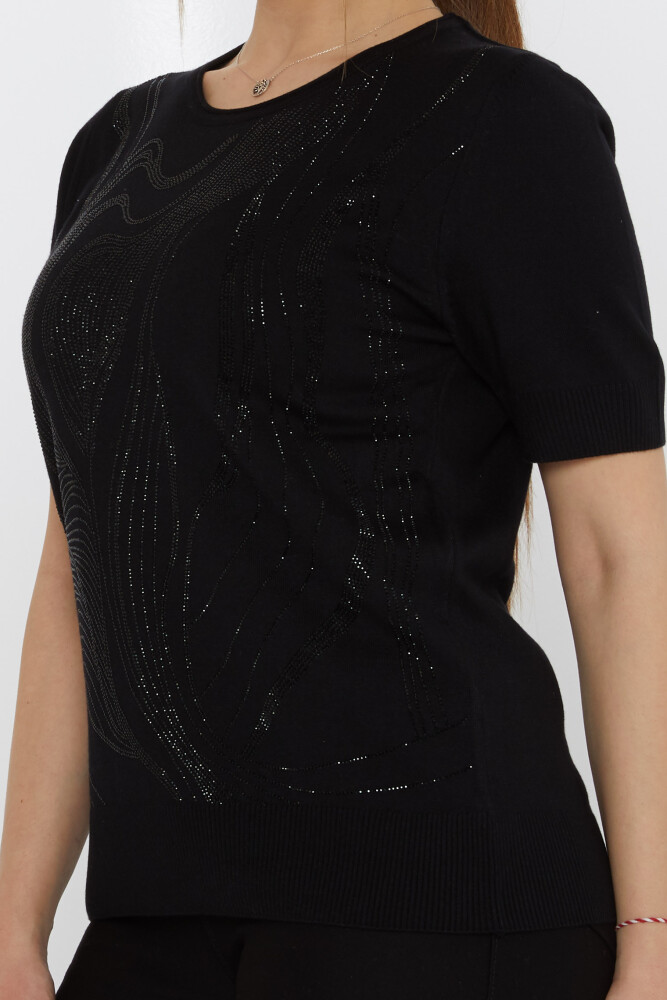 Strickpullover Stone Embroidered Schwarz - 30315 | KAZEE (3er-Set L-XL-2XL) - 4