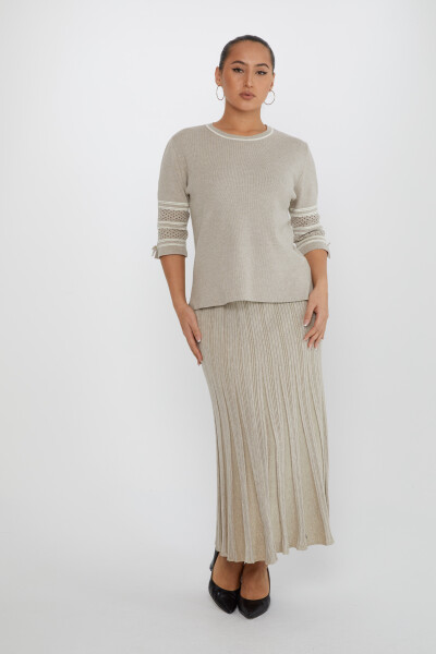 Strickrock in Übergangsfarbe mit Glitzerdetails, Nerz – 31530 | KAZEE (3er-Set M-L-XL) - KAZEE 