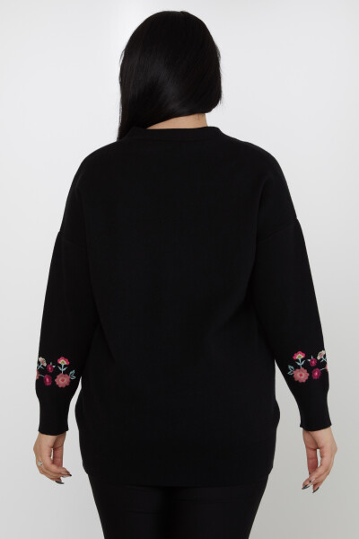 Strick-Cardigan mit Blumen-Stickerei und Knöpfen, Schwarz – 31197 | KAZEE (3er-Set L-XL-2XL) - 5