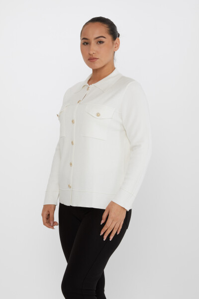 Strick-Cardigan mit Taschendetails, geknöpft, Ecru – 30693 | KAZEE (4er-Set M-L-XL-2XL) - KAZEE 