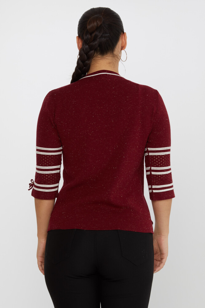 Strickpullover mit Ärmeldetail, glitzernd, weinrot – 31316 | KAZEE (3er-Set M-L-XL) - 5