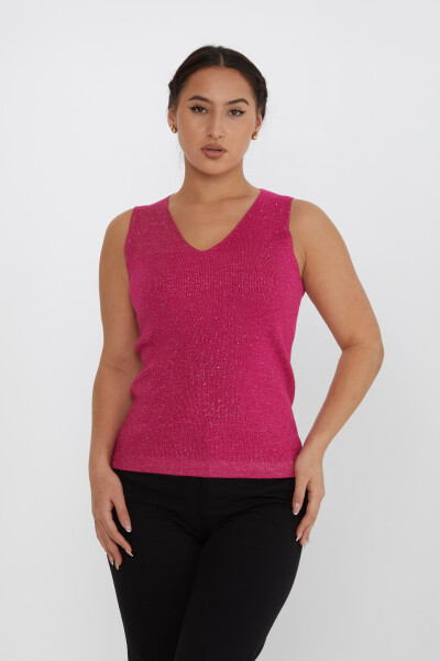 Strickpullover Zero Sleeve Stone bestickt Fuchsia - 30719 | KAZEE (4er-Set S-M-L-XL) - KAZEE 