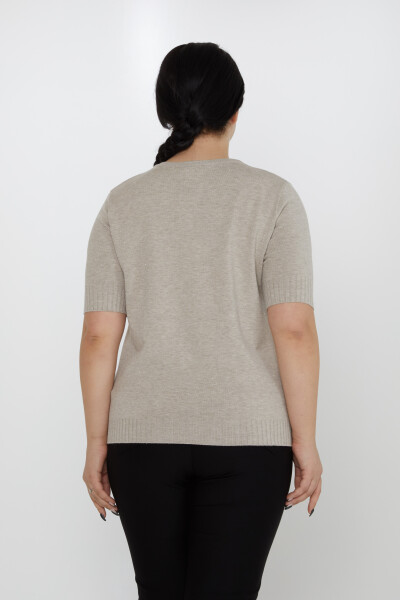 Strickpullover mit Glitzerdetails und kurzen Ärmeln in Nerzfarbe – 31714 | KAZEE (3er-Set XL-2XL-3XL) - 4