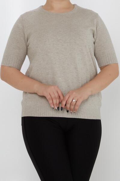 Strickpullover mit Glitzerdetails und kurzen Ärmeln in Nerzfarbe – 31714 | KAZEE (3er-Set XL-2XL-3XL) - 2