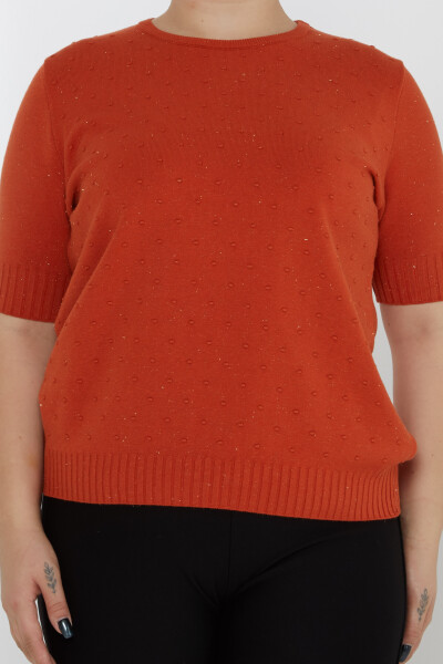 Strickpullover mit Glitzerdetail, kurze Ärmel, Orange – 31714 | KAZEE (3er-Set XL-2XL-3XL) - 2