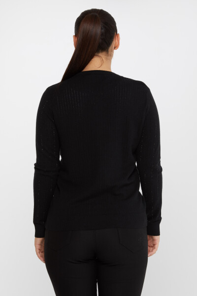Strickpullover mit Streifen und Steinstickerei, langärmelig, Schwarz – 31110 | KAZEE (3er-Set M-L-XL) - 6