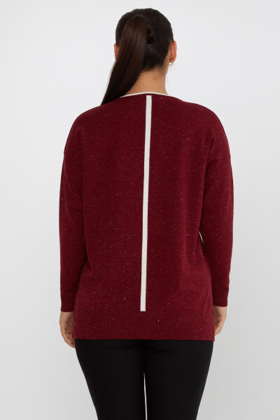Strickpullover mit Taschendetail, glitzernd, weinrot – 31390 | KAZEE (3er-Set XL-2XL-3XL) - 6