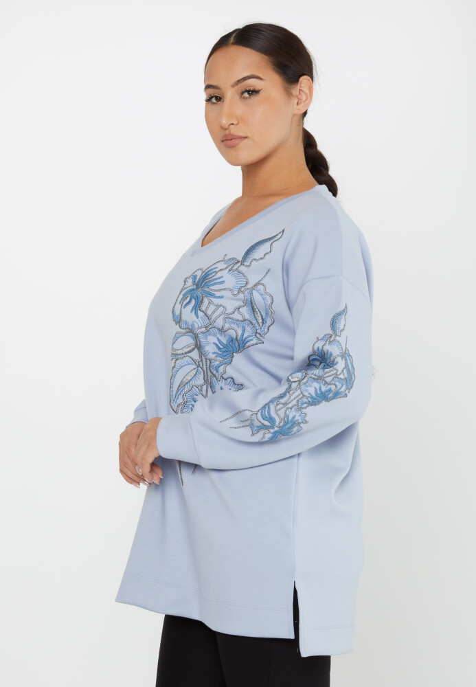 Sudadera Flor Bordada Azul - 17783 | KAZEE (Juego de 3 L-XL-2XL) - 2