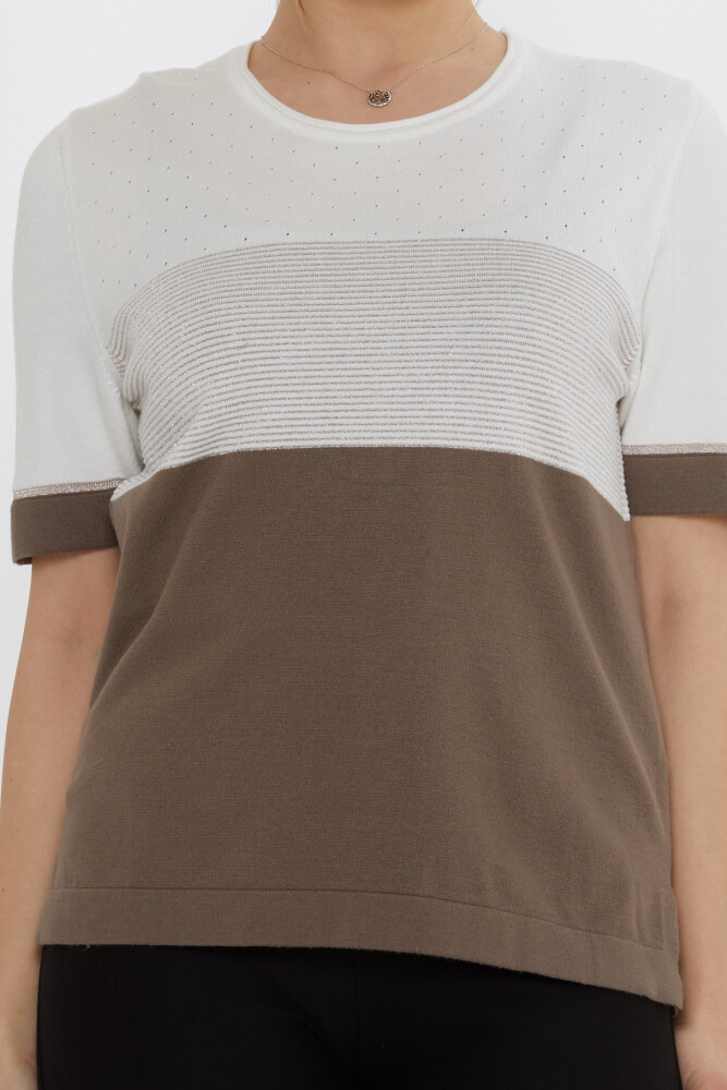 Suéter de punto bicolor crudo-visón - 31863 | KAZEE (Juego de 3 L-XL-2XL) - 3