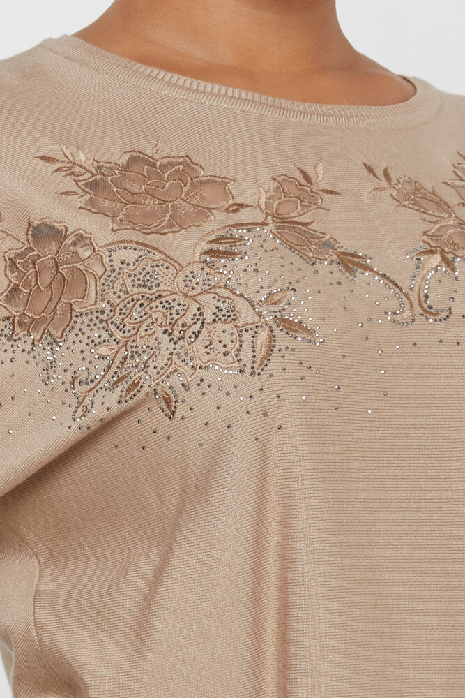 Suéter de punto bordado beige - 30925 | KAZEE (Juego de 4 tallas M-L-XL-2XL) - 4