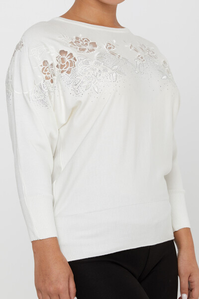 Suéter de punto bordado crudo - 30925 | KAZEE (Juego de 4 tallas M-L-XL-2XL) - 3