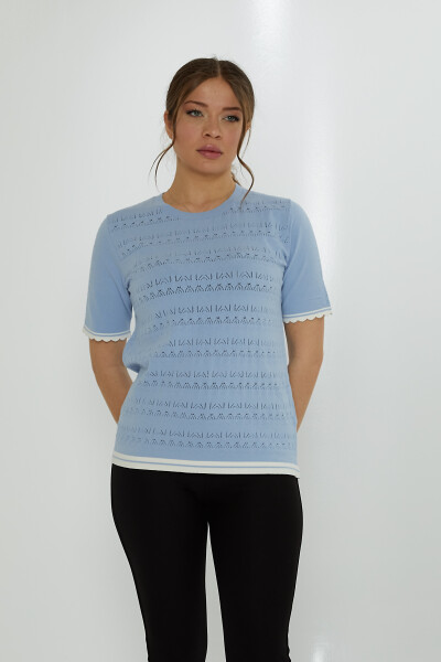 Suéter de punto calado azul - 31762 | KAZEE (Juego de 3 tallas M-L-XL) 