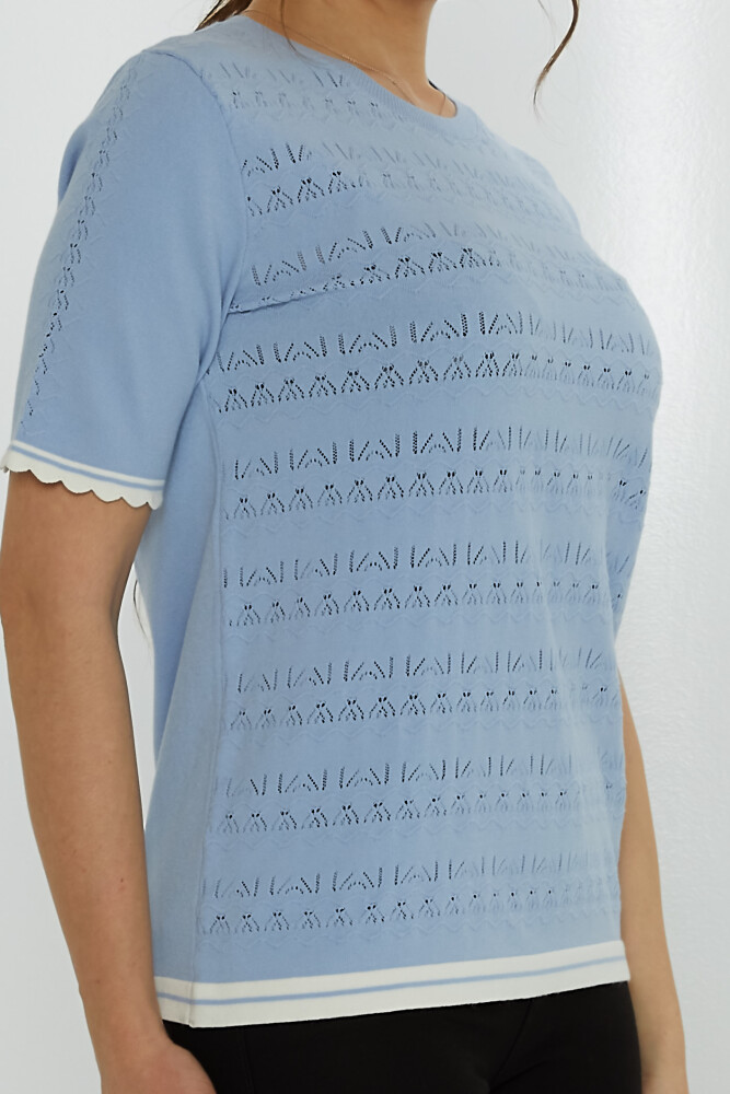 Suéter de punto calado azul - 31762 | KAZEE (Juego de 3 tallas M-L-XL) - 4