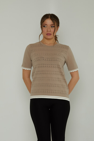 Suéter de punto calado beige - 31762 | KAZEE (Juego de 3 tallas M-L-XL) - 2
