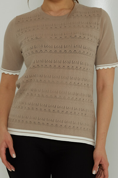 Suéter de punto calado beige - 31762 | KAZEE (Juego de 3 tallas M-L-XL) - 3