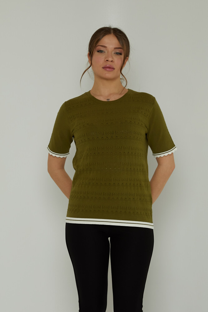 Suéter de punto calado verde oscuro - 31762 | KAZEE (Juego de 3 tallas M-L-XL) - 2