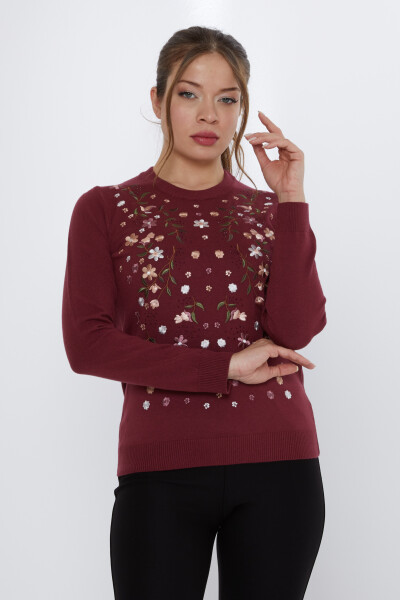 Suéter de punto con bordado colorido en rojo burdeos - 31122 | KAZEE (Juego de 3 M-L-XL) - KAZEE (1)