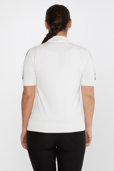 Suéter de punto con bordado de leopardo y piedra en color crudo - 31623 | KAZEE (Juego de 4 tallas M-L-XL-2XL) - 5