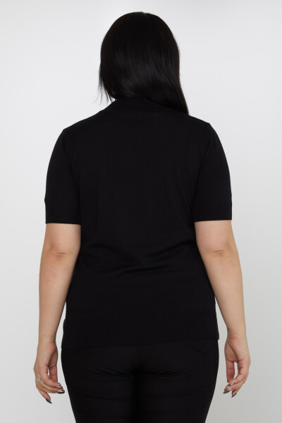 Suéter de punto con bordado de leopardo y piedra en color negro - 31565 | KAZEE (Juego de 3 tallas M-L-XL) - 4