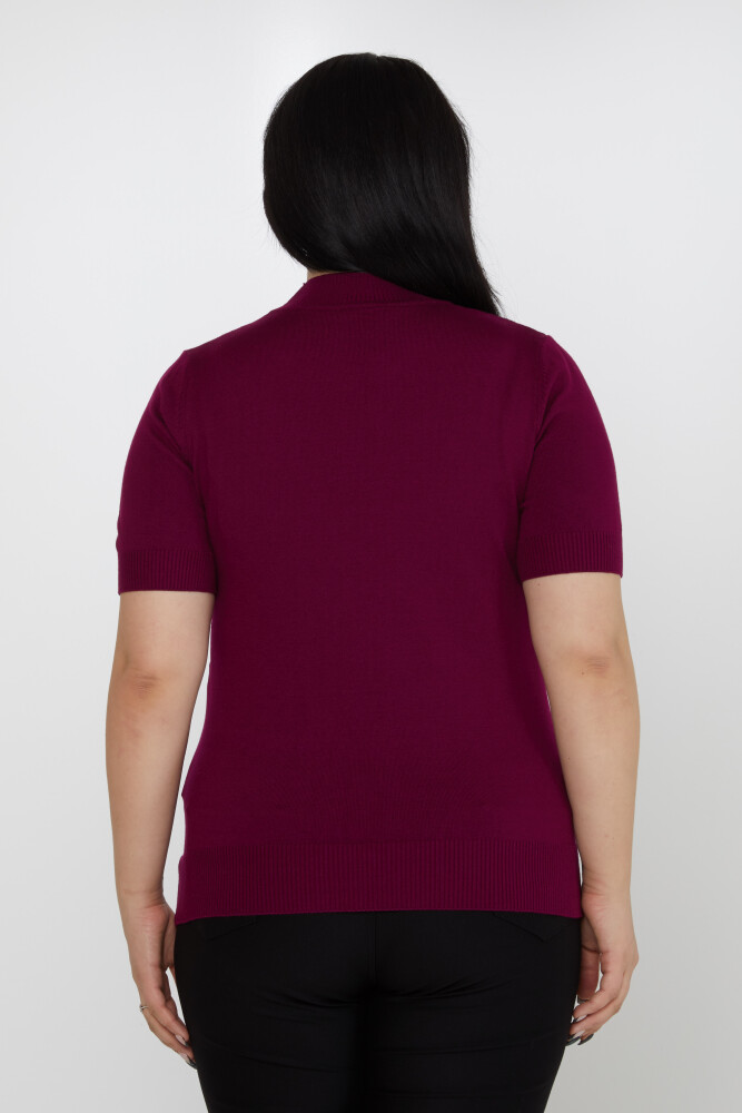 Suéter de punto con bordado de leopardo y piedra morado - 31565 | KAZEE (Juego de 3 tallas M-L-XL) - 5