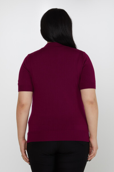 Suéter de punto con bordado de leopardo y piedra morado - 31565 | KAZEE (Juego de 3 tallas M-L-XL) - 5