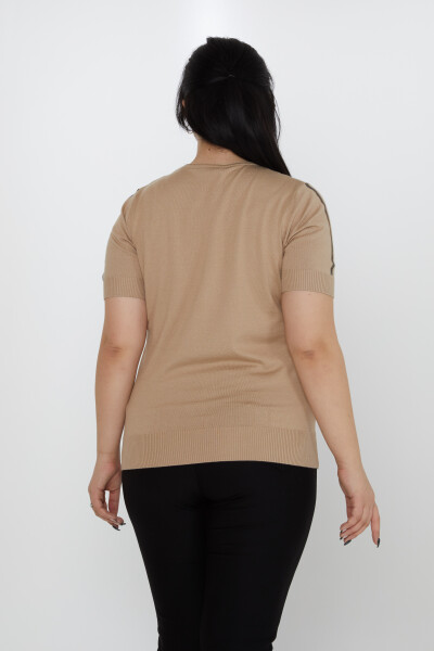 Suéter de punto con bordado de piedra beige - 31773 | KAZEE (Juego de 3 XL-2XL-3XL) - 4