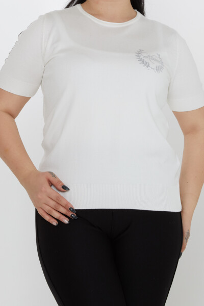 Suéter de punto con bordado de piedra en color crudo - 31773 | KAZEE (Juego de 3 XL-2XL-3XL) - 2