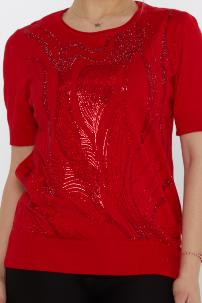 Suéter de punto con bordado de piedra rojo - 30315 | KAZEE (Juego de 3 L-XL-2XL) - 3