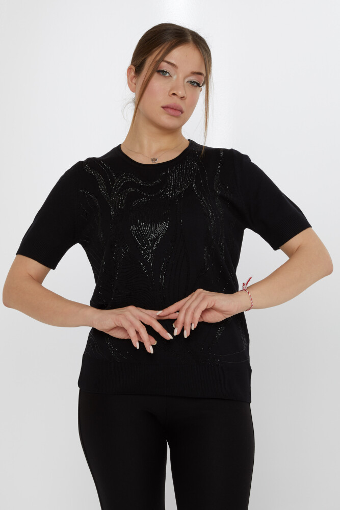 Suéter de punto con bordado de piedras negras - 30315 | KAZEE (Juego de 3 L-XL-2XL) - 1