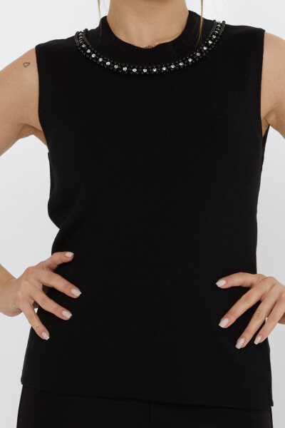 Suéter de punto con bordado de piedras y cuentas en negro - 31582 | KAZEE (Juego de 3 M-L-XL) - 3