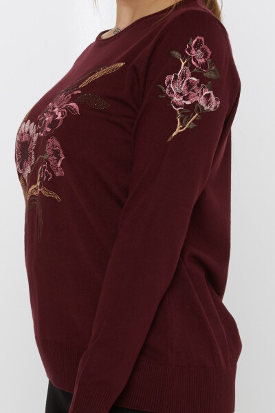 Suéter de punto con bordado floral color ciruela - 31673 | KAZEE (Juego de 3 L-XL-2XL) - 4