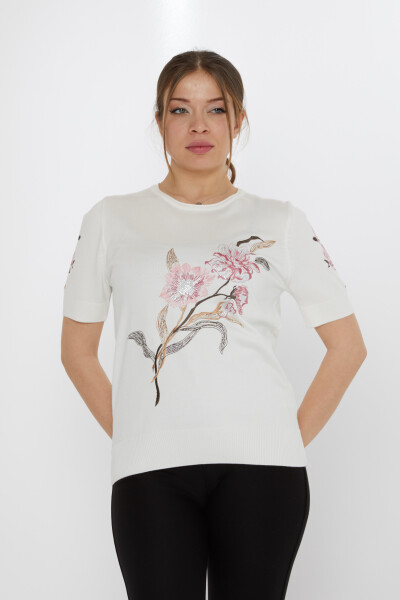 Suéter de punto con bordado floral en color crudo - 31725 | KAZEE (Juego de 3 L-XL-2XL) - KAZEE (1)