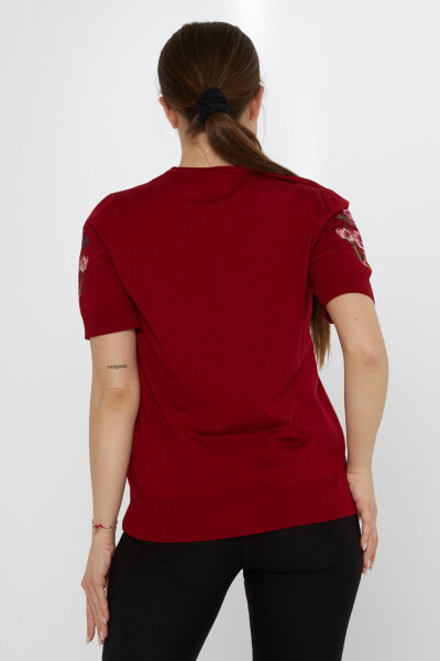 Suéter de punto con bordado floral en rojo burdeos - 31725 | KAZEE (Juego de 3 L-XL-2XL) - 5