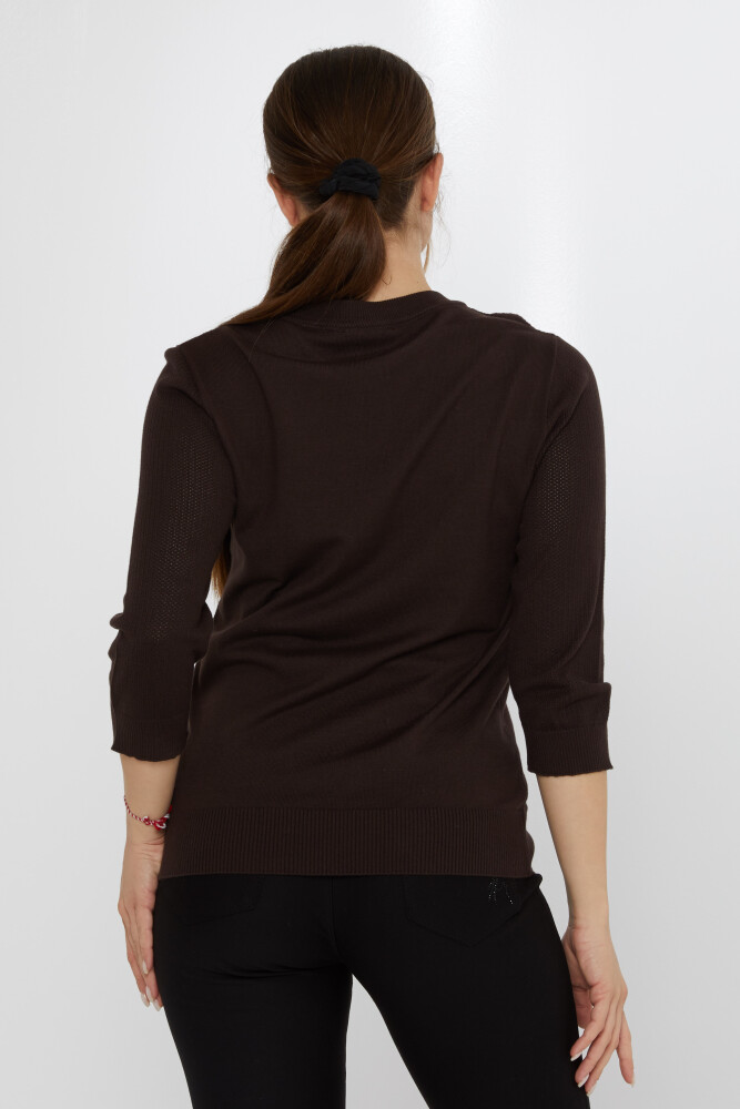 Suéter de punto con cuello alto en marrón oscuro - 30258 | KAZEE (Juego de 3 tallas S-M-G) - 5