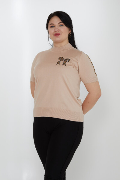 Suéter de punto con detalle de cinta en polvo - 31549 | KAZEE (Juego de 3 tallas L-XL-2XL) - 1